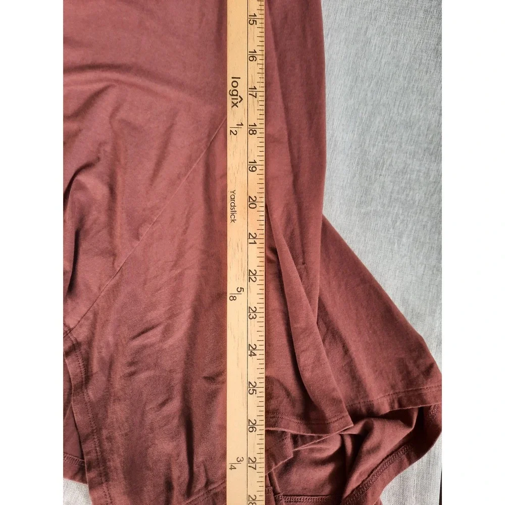 Peruvian Connection Women Large Mini Dress Choco Cotton Modal Pleated Round Neck - Picture 8 of 11